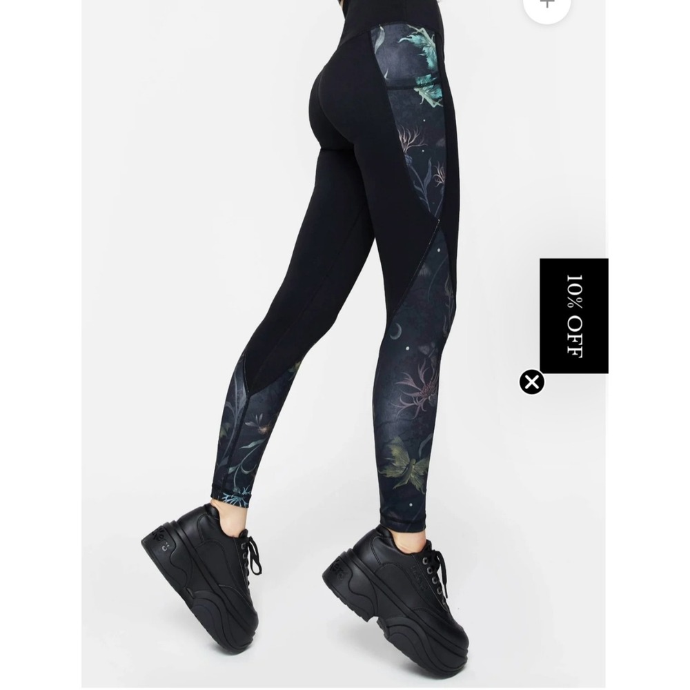 Disturbia Rosanella Floral Fairy Print Leggings XXL 20 Whimsigoth Festival Wear - Picture 4 of 8
